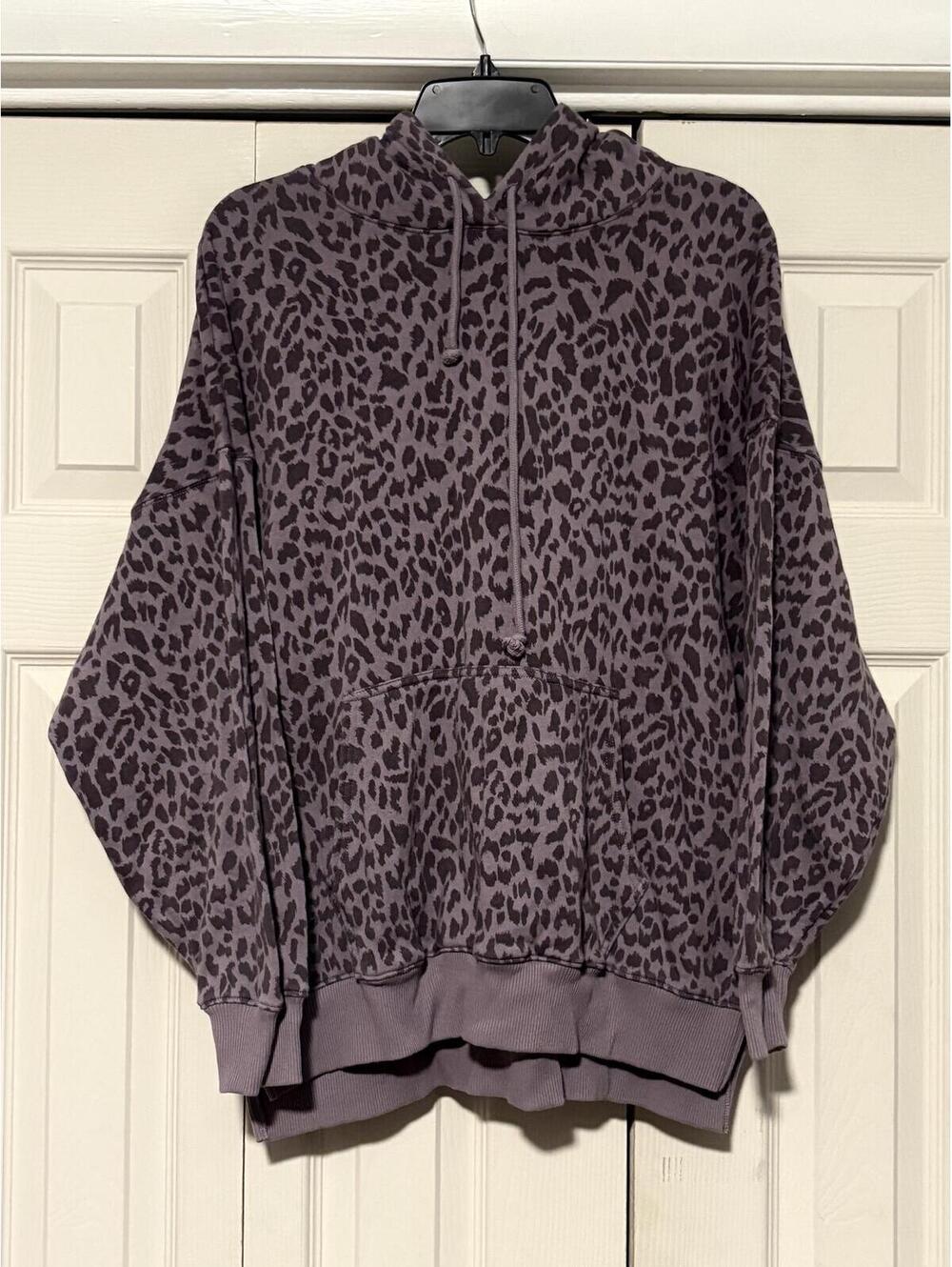 American Eagle Ahh-Mazingly Soft Purple Leopard Print Oversized Hoodie Lounge